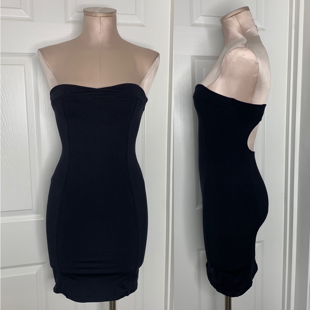David Lerner Black Strapless Tube Dress Sz S